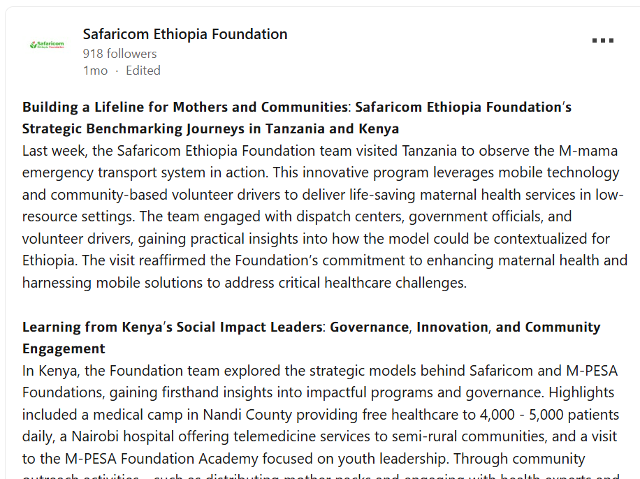 Safaricom Ethiopia Foundation - Building a Lifeline: Disaster Relief in Gofa and Afar